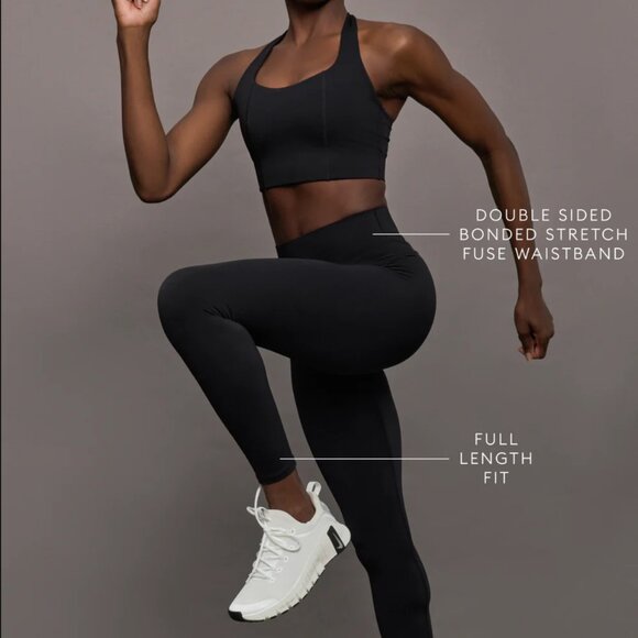 Carbon38 | High Rise Full-Length Legging in Diamond Compression - Black Sz. Lg - Picture 3 of 7